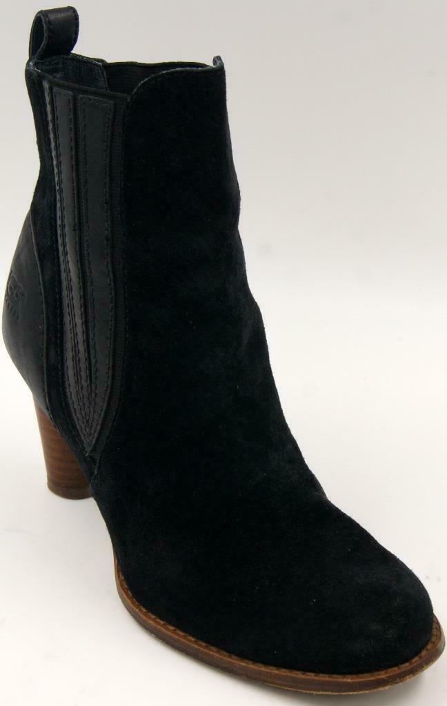 UGG Australia Deborah Black Suede/Leather Heeled Women's Boots Sz 6.5 M ...
