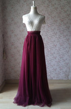 BURGUNDY Wedding Full Long Tulle Skirt Burgundy Wine Red Bridesmaid Outfit Plus image 2