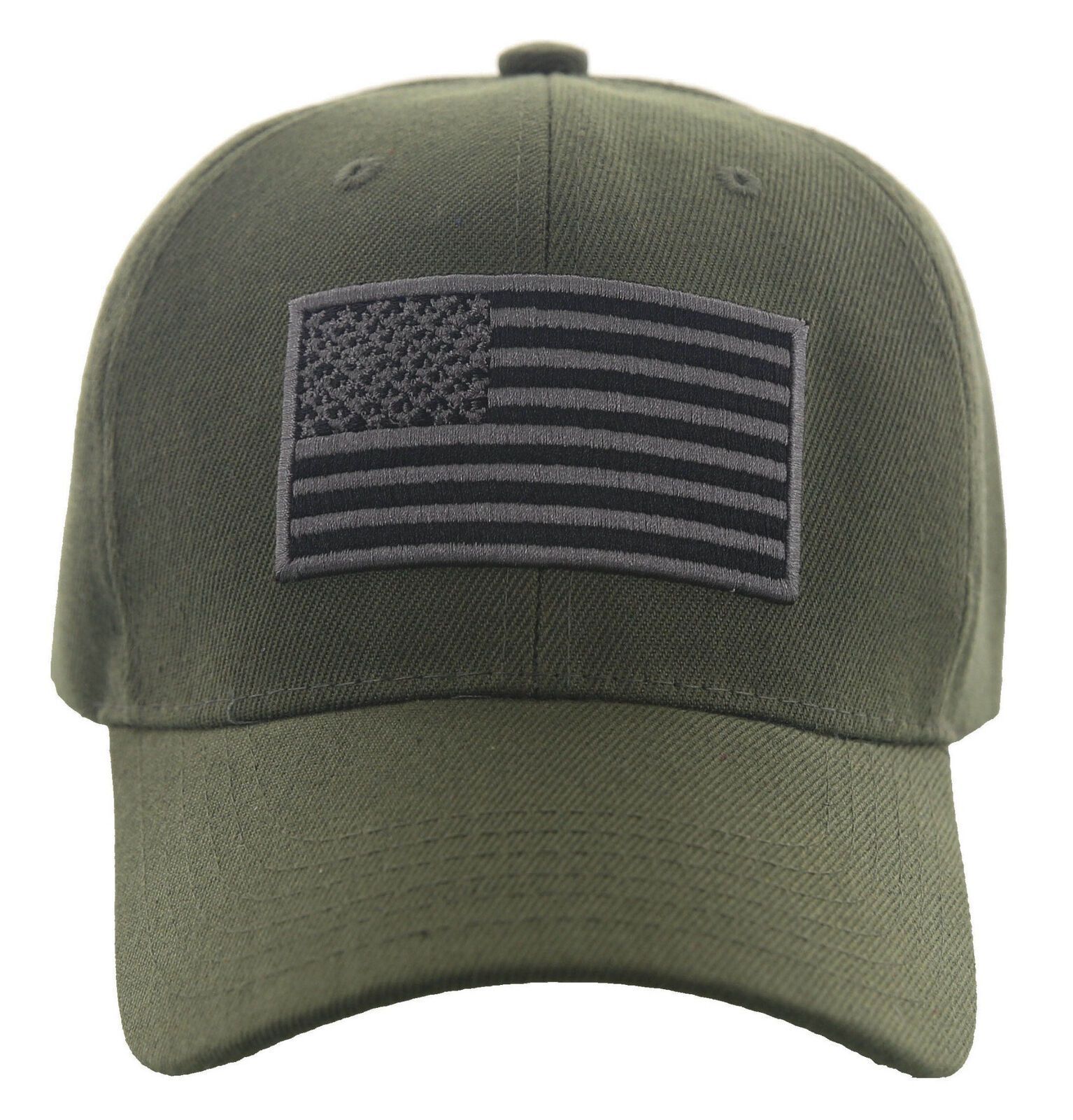NEW! MILITARY USA FLAG BALL CAP HAT OLIVE - Men's Hats