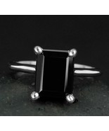 Anillo de compromiso con solitario de diamante negro de talla esmeralda ... - $93.28