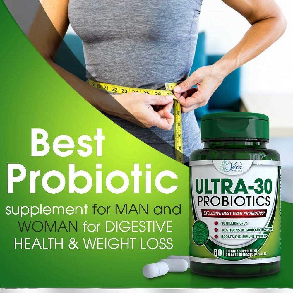 Ultra-30 Probiotics 30 Billion CFU - 18 Strains Probiotic with ...