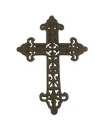 Iron Metal Wall Hang Cross Rustic Heavy Fleur de Lis Christian Religious... - $44.55