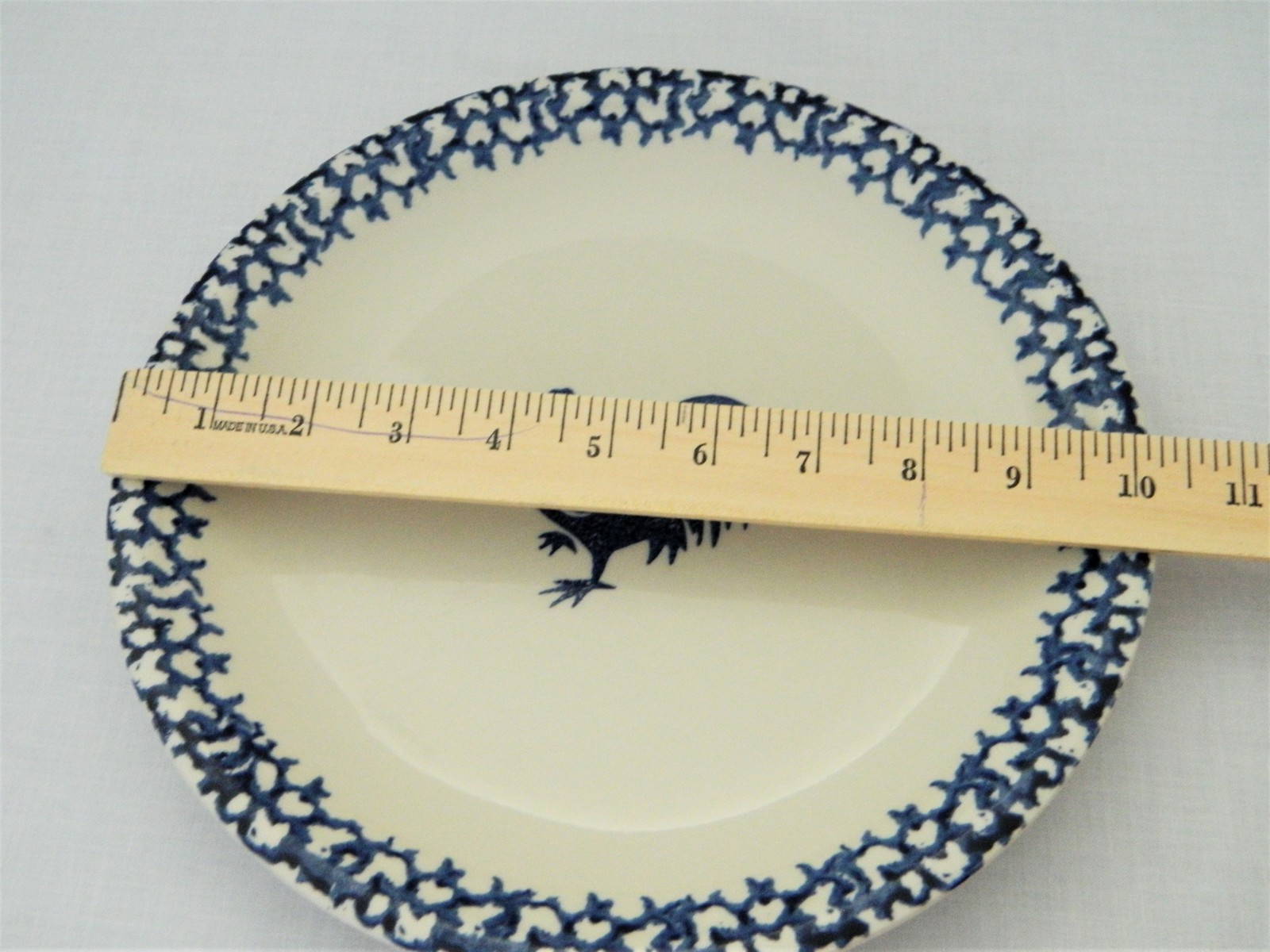 Folk Craft Tienshan Dinner Plate Sponge Blue Rooster Tienshan