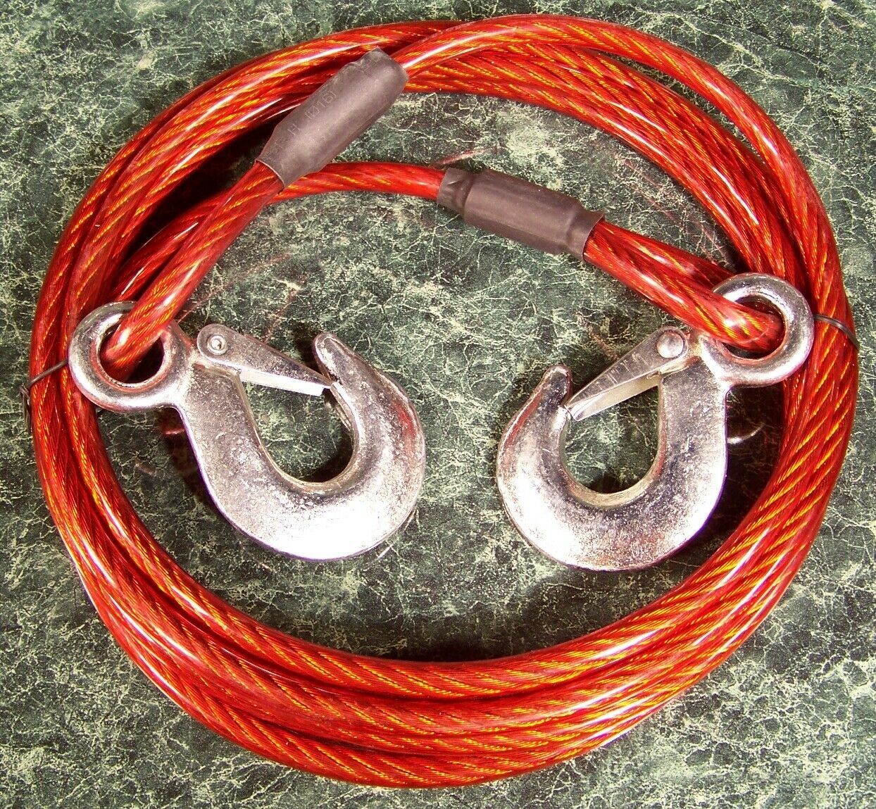 12 foot by 3/8 inch STEEL TOW CABLE with 2 HOOKS new wire hook towing