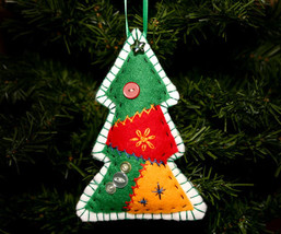 Country Handcrafted Patchwork Christmas Tree Ornament - $8.00