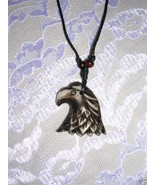NEW SOLID BROWN RESIN EAGLE HEAD PENDANT 34&quot; NECKLACE - $6.50