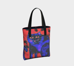 Original Abstract Cat Painting on Canvas Shoulder Bag Tote Bag Purse Han... - $65.00