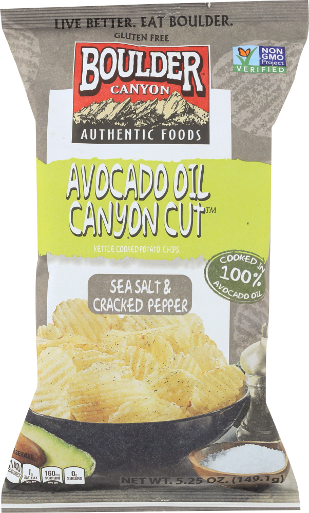 BOULDER CANYON Avocado Oil Canyon Cut Potato Chips Sea Salt & Cracked Pepper, 5 Grocery Stores