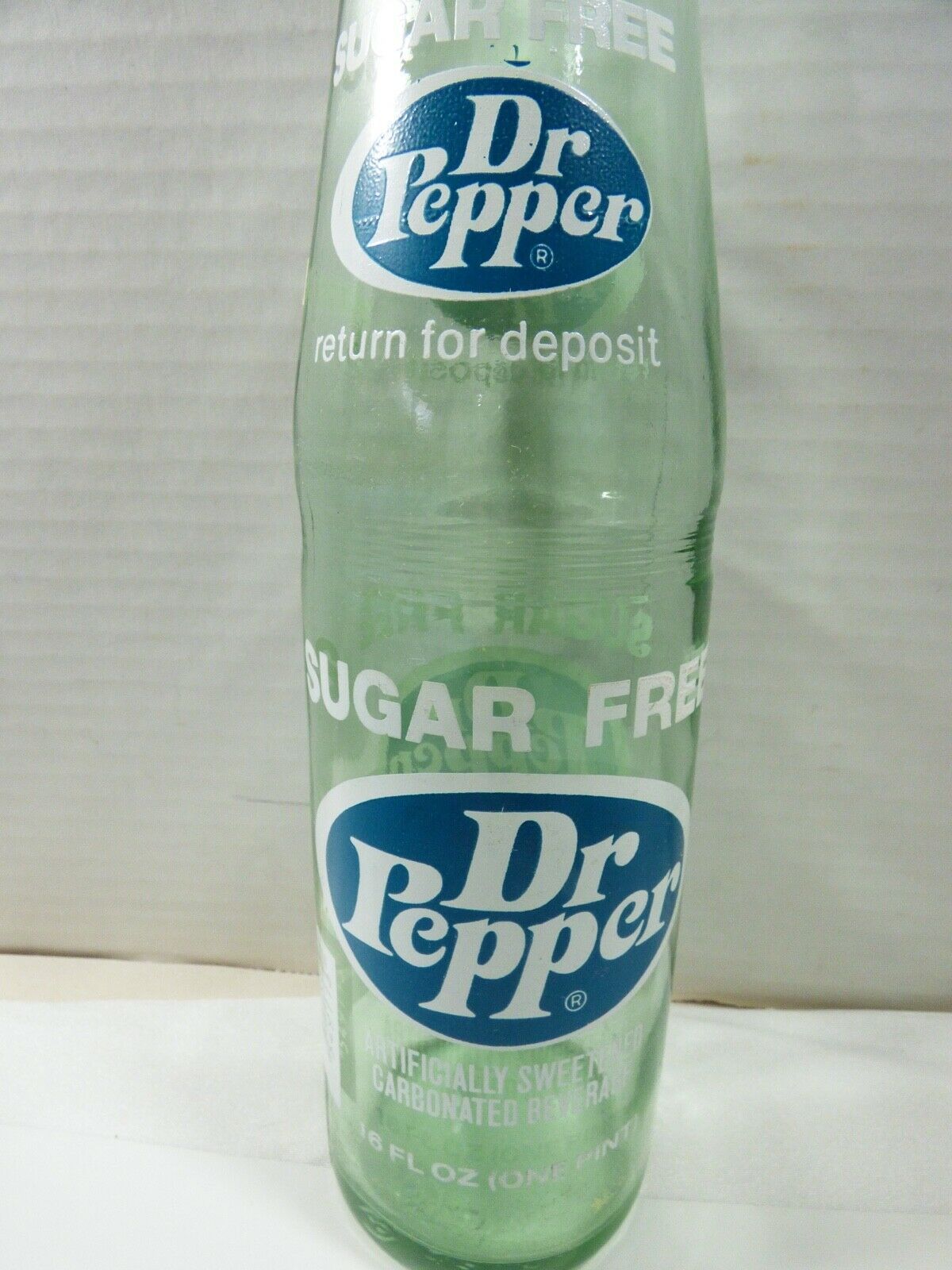 Dr Pepper Blue Label Sugar Free Soda Bottle 16oz. 1978 empty - Other