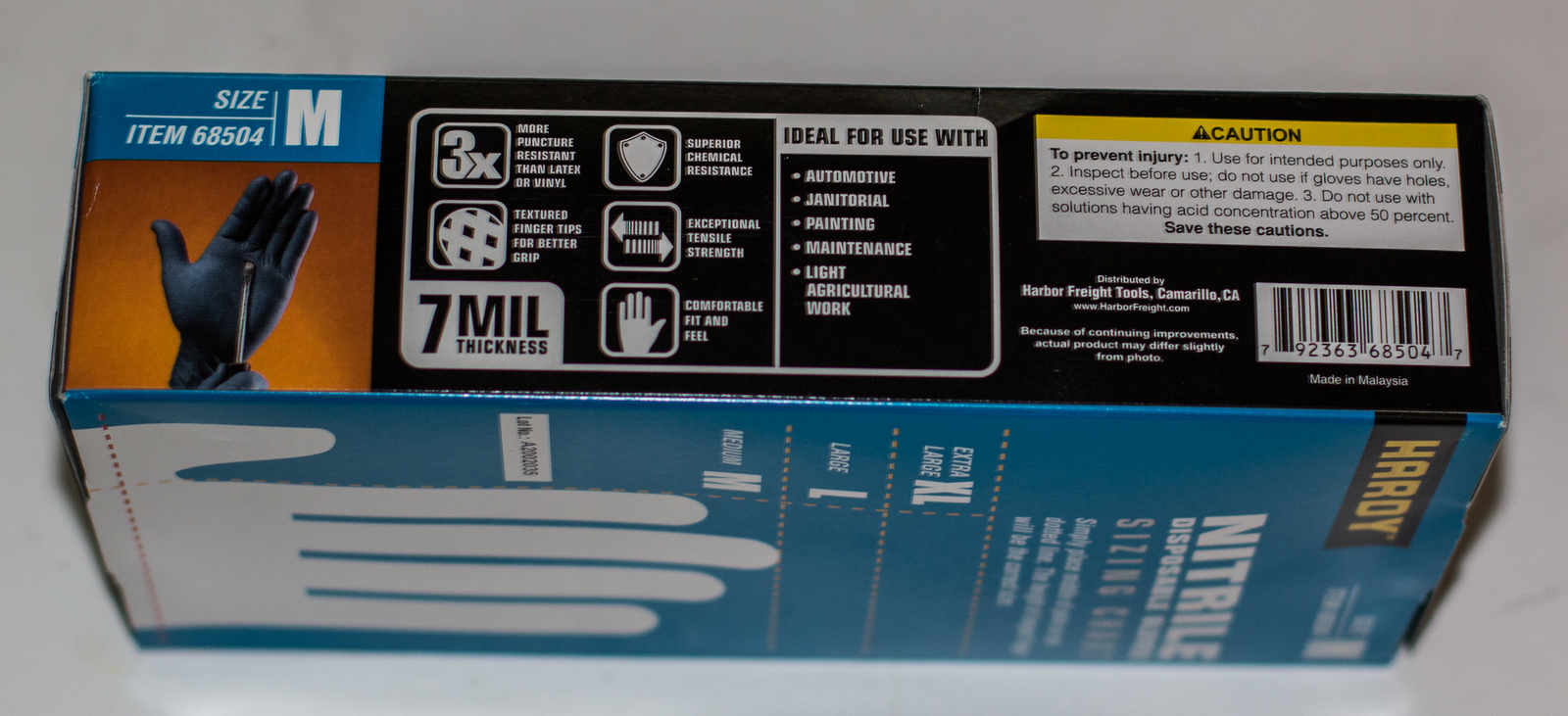 Hardy 7 mil Nitrile Disposable Gloves PowderFree 50 Pc Heavy Duty