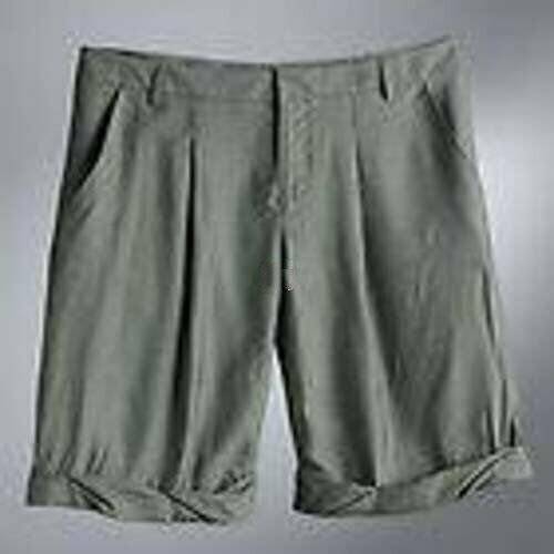 Womens Dress Shorts Vera Wang Gray Cuffed Pleated Silky Casual $44 NEW-size 2