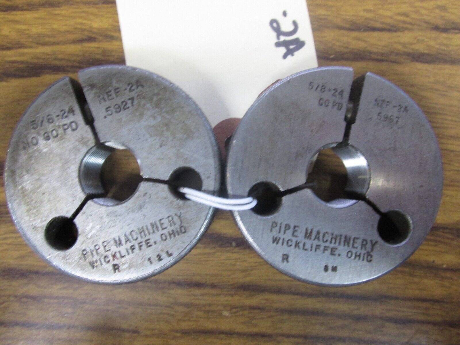 Go & No Go Thread Ring Gage (.625") 5/8"24 NEF2A Inspection Gages