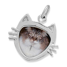 Sterling Silver Cat Face Picture Frame Charm - $26.95