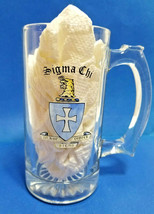 Sigma Chi Beer Large Cup Mug Tanker Clear Glass 5.5&quot; Tall - $24.95