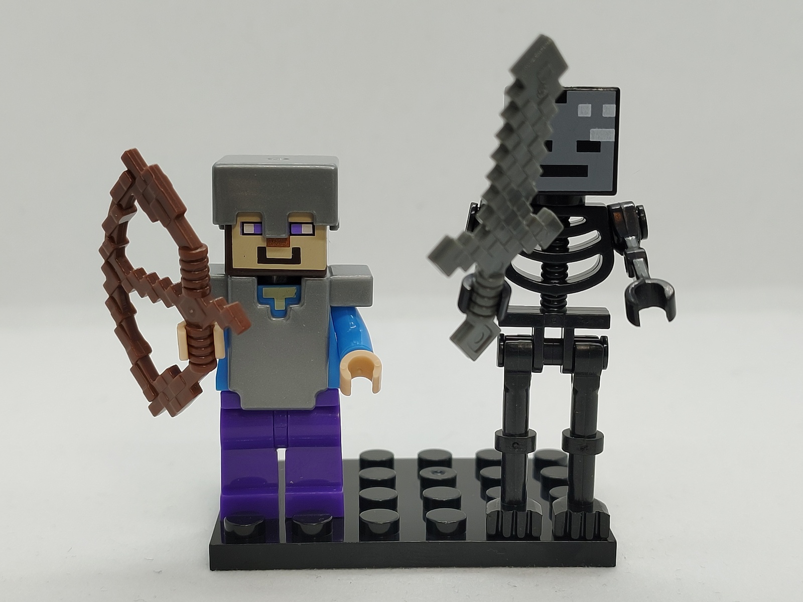 Minifigure Rare Custom Lego Minecraft Iron Armored Steve with Wither Skeleton
