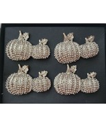 Tahari Home Thanksgiving Rhinestone Jeweled Crystal Pumpkin Napkin Rings... - $48.37