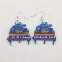 1 pair piano drop earrings new big house cute lovely printing acrylic de... - $9.19