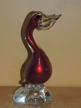 Art Glass Crane/ Bird metallic Red/ Orange 7+&quot; unmarked Italian Murano - $17.99