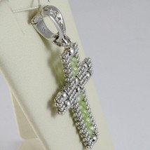 925 STERLING SILVER CROSS PENDANT WITH PERIDOT, MULTI WIRE AND BALLS, ITALY MADE image 2