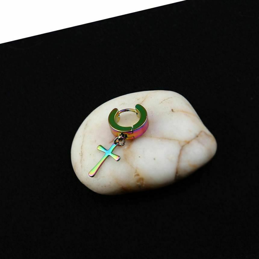 Kpop Korean Idol Group Punk Stud Boys Christian Cross Piercing Titanium