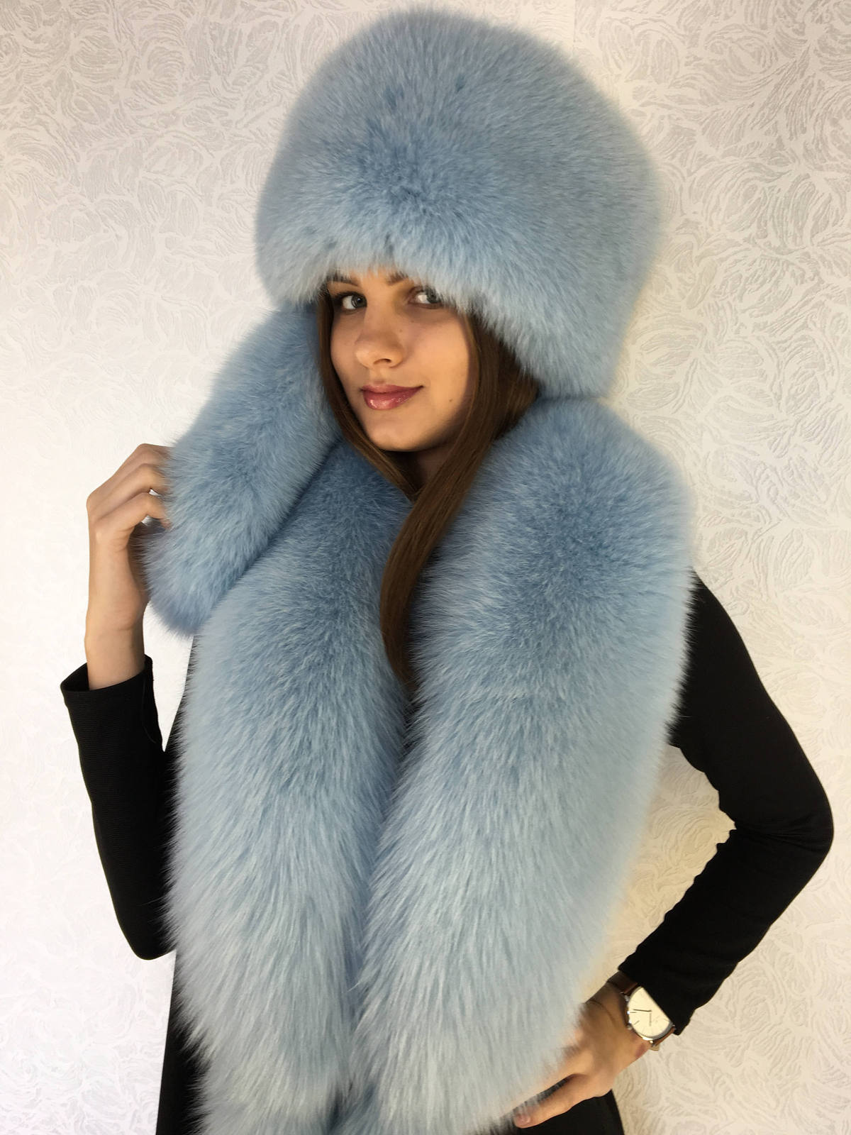 Arctic Fox Fur Collar 50' Full Fur Hat Mint Color Fur Set Three Fur Tails Boa e Hat Accessori Sciarpe e stole Colletti e da decoltè e maxi 