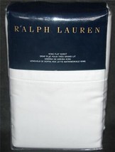 Ralph Lauren 624 TC Solid Sateen Bright Deco White KING Flat Sheet NIP $185 - $94.99