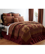 country burgundy tan plaids stars NINEPATCH cotton QUILTS, Shams OR Beds... - $30.99+