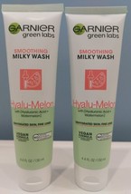 Lot Of 2 Garnier Green Labs Hyalu-Melon Smoothing Milky Wash Cleanser 4.... - $19.48
