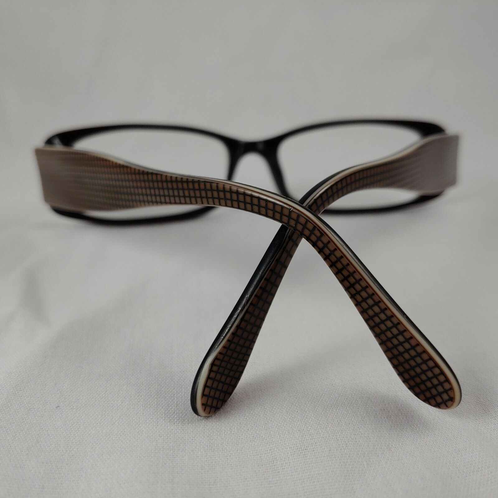 CHELSEA MORGAN Eyeglass Frames CM 718 BR Brown Grid Pattern Full