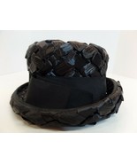 Vintage Christine Original Park Avenue NY Black Straw Hat With Ribbon - $24.75