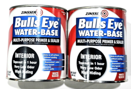 2 Pk Zinsser Bulls Eye Water-Base Multi Purpose Primer Sealer Interior White Qt.
