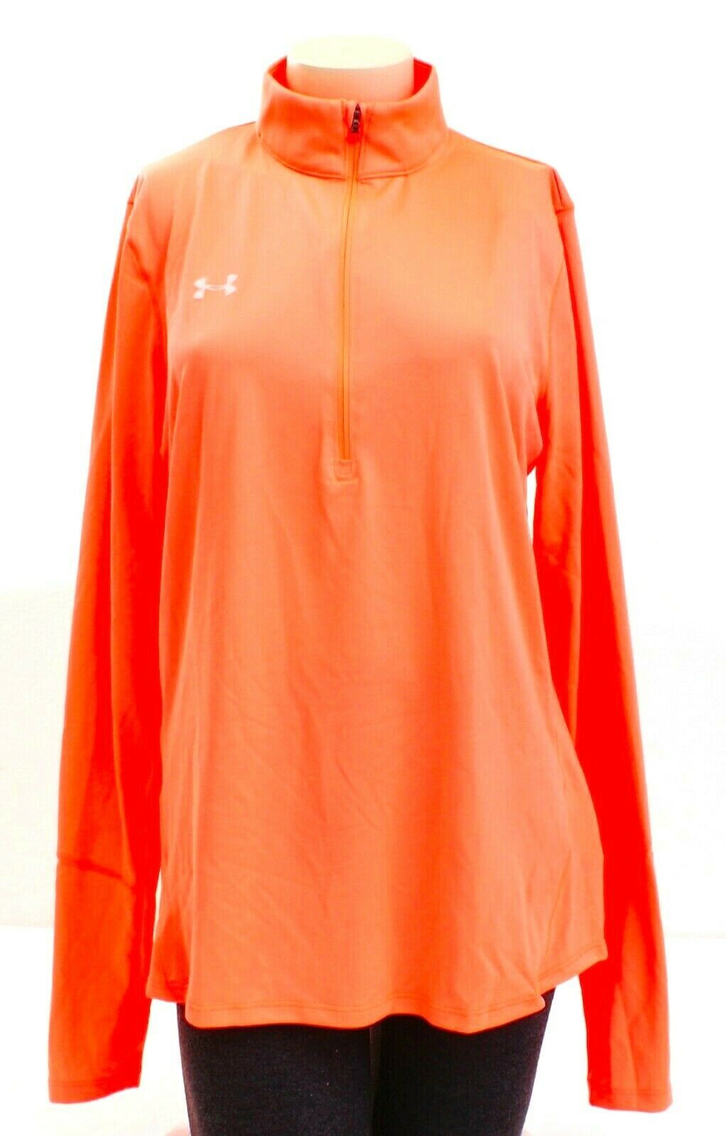 Under Armour Fluorescent Orange UA Locker 1/2 Zip Mock Neck Shirt Women