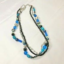 Premier Designs 20" Beaded Necklace Multi-Strand Blue & Black Beads - $33.41