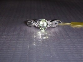 RARE GREEN SILLIMANITE OVAL SOLITAIRE &amp; DIAMOND RING, SILVER, SIZE 9, 1.... - $49.99
