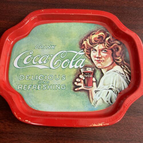 Primary image for vintage coca cola tray drink Coca Cola Delicious And Refreshing 8x6.5”