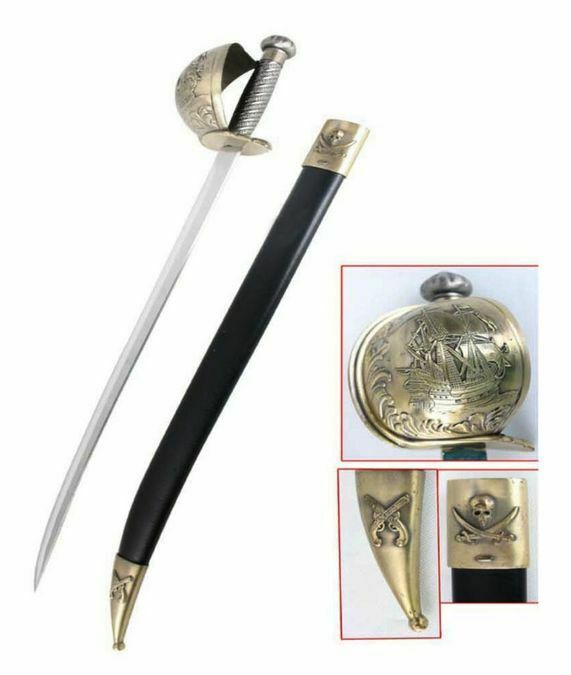 Pirate Of Caribbean Cutlass Sword With Basket Guard Tv Film And Game Replica Blades 4512