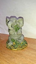 Little Gray Elephant Figurine Sitting/Trunk Up 3&quot; - $4.94