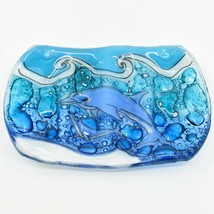Fused Art Glass Sea Ocean Bottle Nosed Dolphin Soap Dish Handmade Ecuador