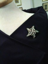 Vintage Golden Pin Brooch Enamelled Starfish W/ Multicolor Faux Jewel Accents - $28.00