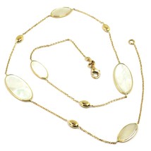 18K YELLOW GOLD NECKLACE, OVAL MOTHER OF PEARL ALTERNATE OVALS, 17.3", 44cm image 1