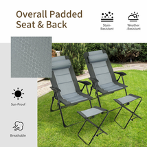 Set of 2 Patiojoy Patio Folding Dining Chair with Adjustable Set Ottoman Recline image 2