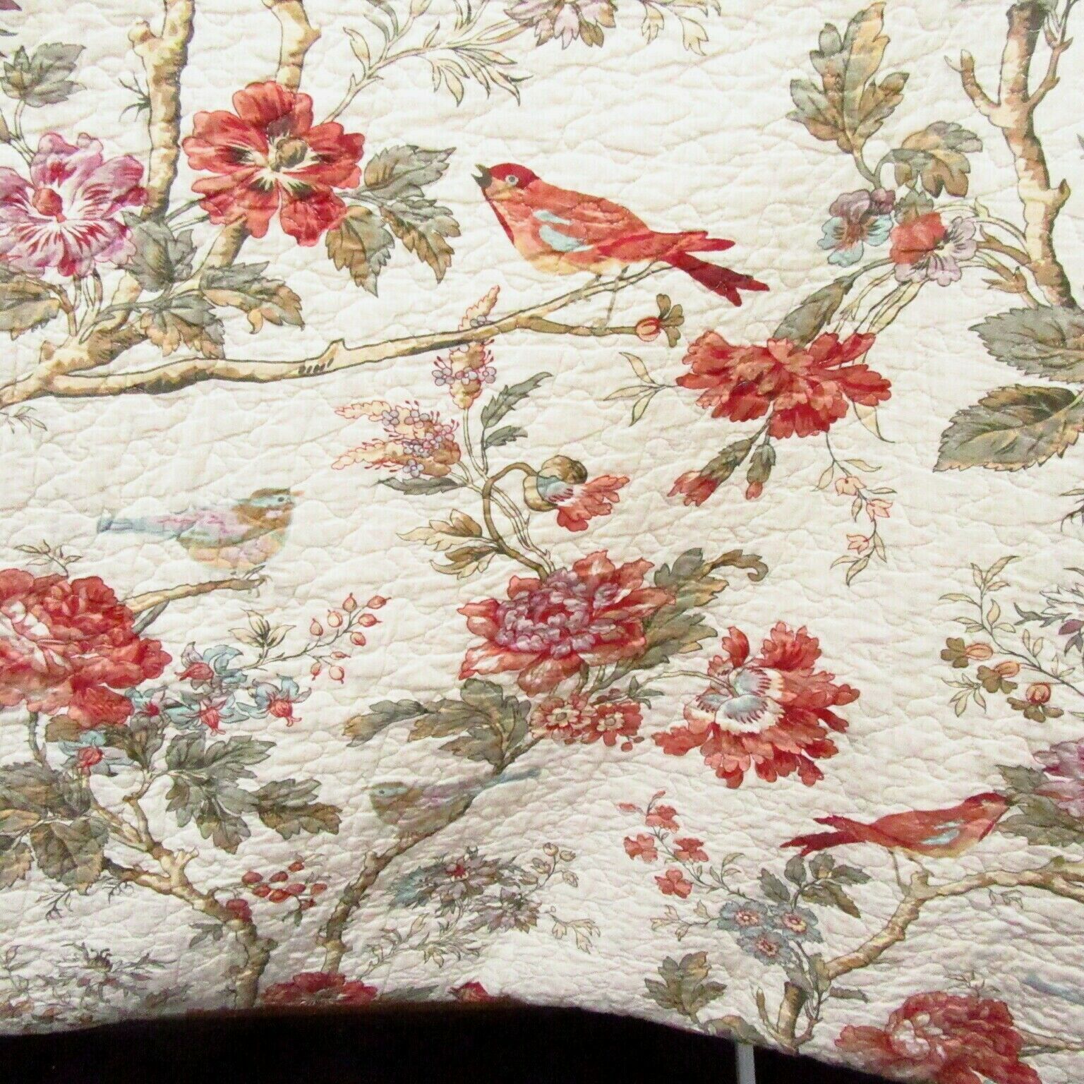 Waverly Charleston Chirp Papaya 4PC Scallop King Quilt Shams and Pillow Quilts, Bedspreads