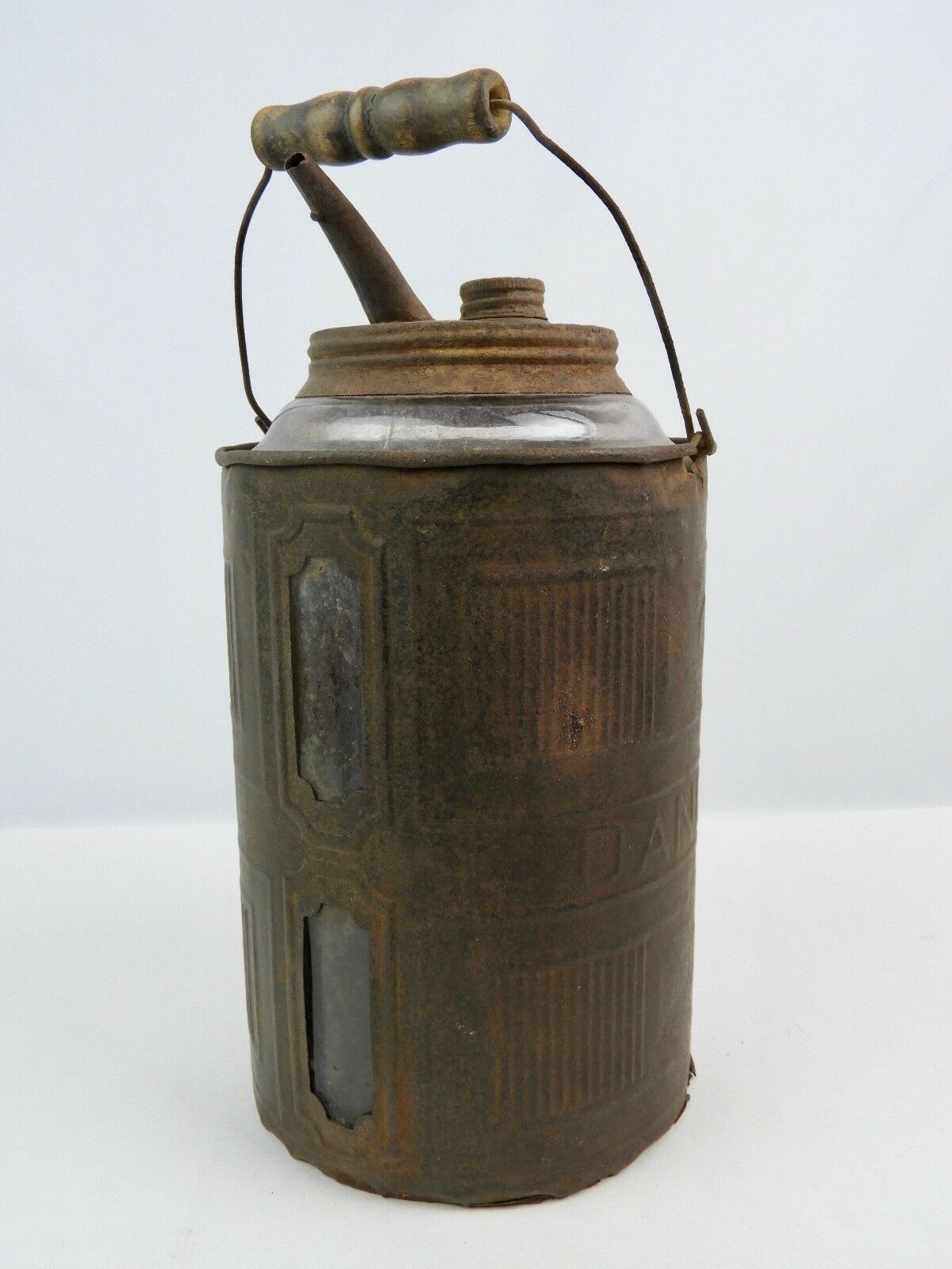 Vintage Dandy Gas / Oil / Kerosene Glass lined metal 1 gallon can w