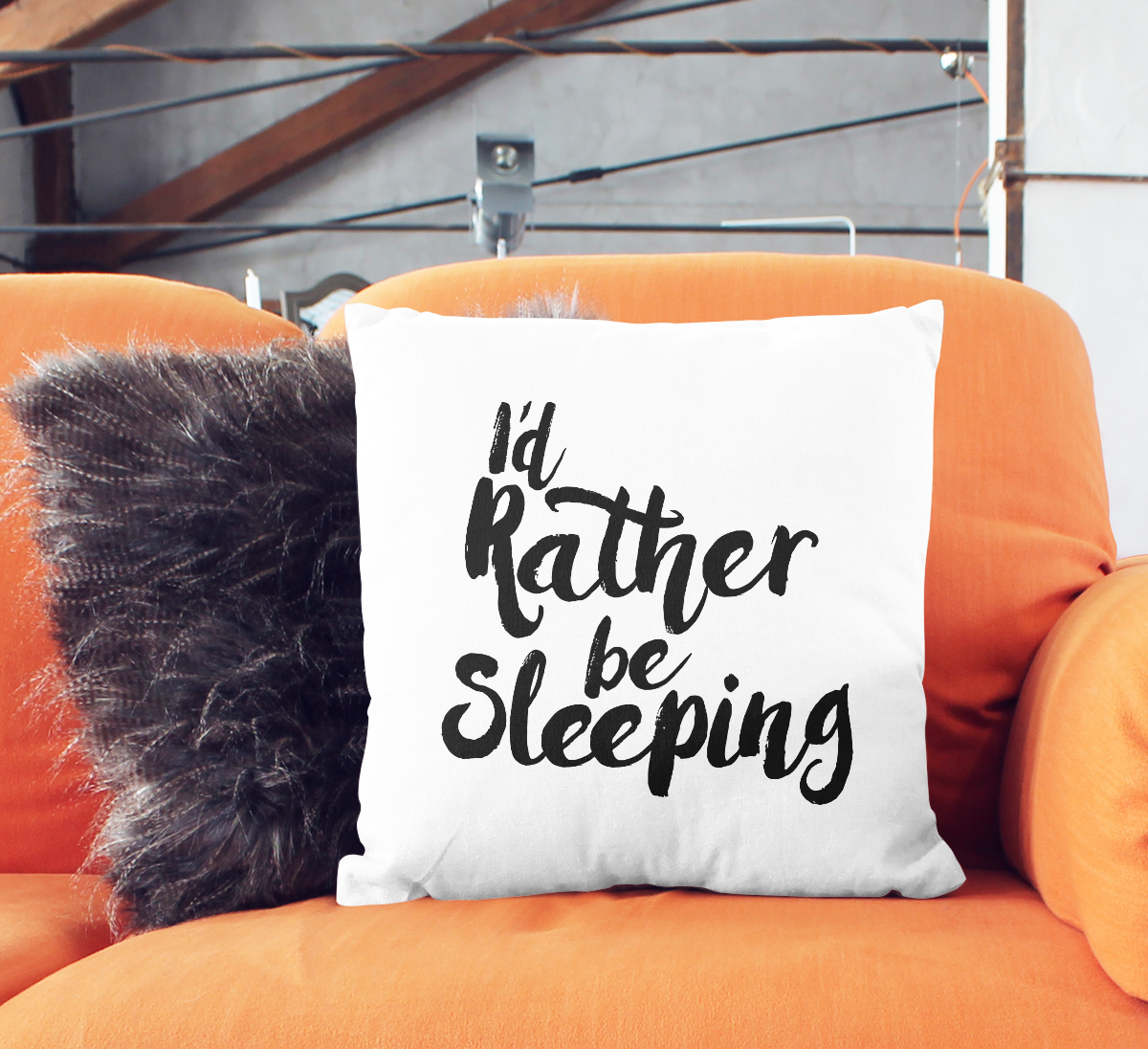 Throw Pillow I'd Rather Be Sleeping Funny Pillow White Home Decor
