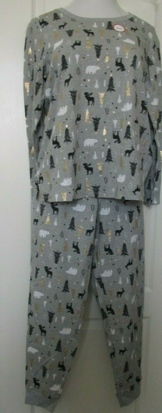 Macy's family Pj's two piece pajama set Size Medium forest animal pattern