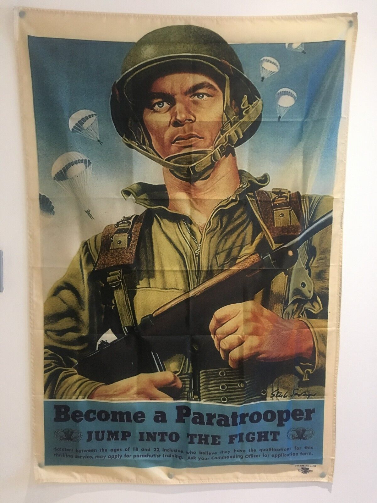 BECOME A PARATROOPER ARMY 1940s WW2 Recruitment Poster Flag Wall ...