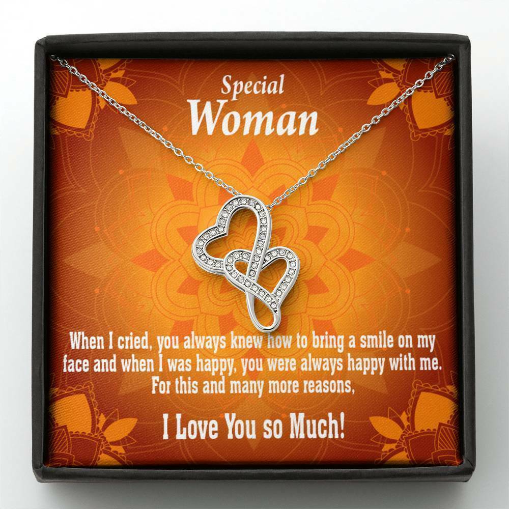 Mom Always Happy Double Hearts Necklace Message Card From Son Daughter