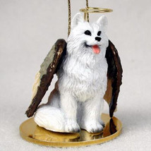 AMERICAN ESKIMO ANGEL DOG CHRISTMAS ORNAMENT HOLIDAY  Figurine Statue - $15.99