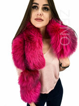 Double-Sided Silver Fox Fur Boa 31' (80cm) Saga Furs Pink Full Pelt Scarf Collar image 3