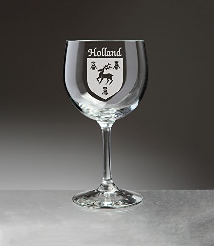 Holland Irish Coat of Arms Red Wine Glasses - Set of 4 (Sand Etched)
